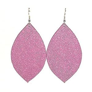 Real Genuine Leather Leaf Earring - Lilac